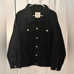 Fantastic Fawn Women’s Black Denim Smiles Jacket Size Medium Button Collared